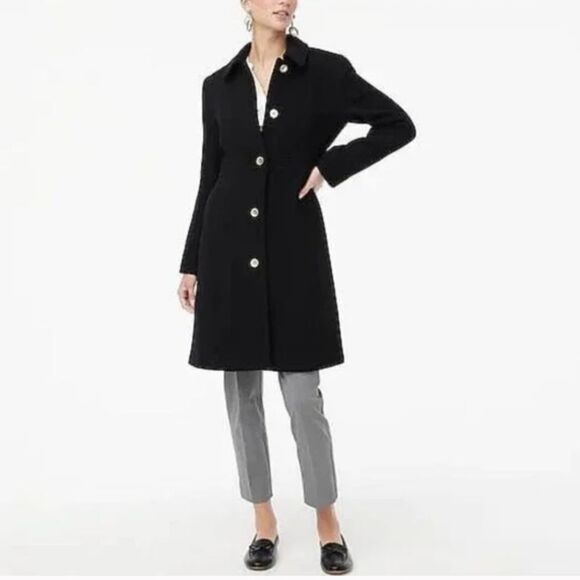 NWT J. Crew Factory Lady Day Coat in Black Size 2 - Picture 2 of 12